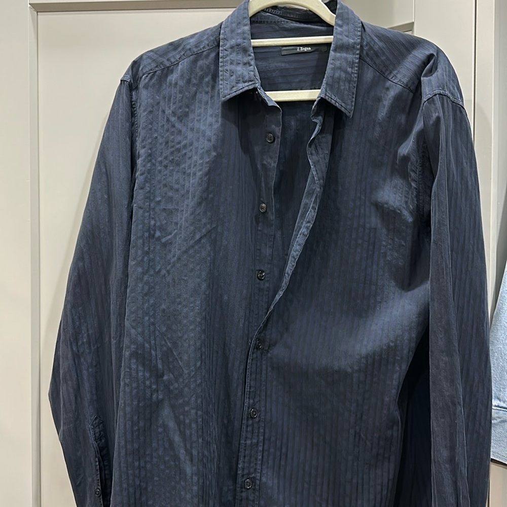 Z Zegna men striped dress shirt
